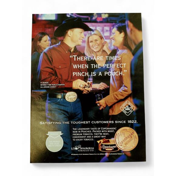 2004 Copenhagen Print Ad Cowboy Hat Belt Buckle Tavern Perfect Pinch Pouch Quote - Picture 1 of 9